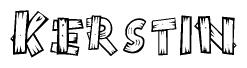 The image contains the name Kerstin written in a decorative, stylized font with a hand-drawn appearance. The lines are made up of what appears to be planks of wood, which are nailed together