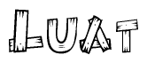 The clipart image shows the name Luat stylized to look like it is constructed out of separate wooden planks or boards, with each letter having wood grain and plank-like details.