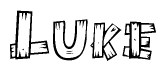 The clipart image shows the name Luke stylized to look like it is constructed out of separate wooden planks or boards, with each letter having wood grain and plank-like details.