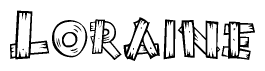The clipart image shows the name Loraine stylized to look like it is constructed out of separate wooden planks or boards, with each letter having wood grain and plank-like details.