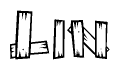 The clipart image shows the name Lin stylized to look as if it has been constructed out of wooden planks or logs. Each letter is designed to resemble pieces of wood.