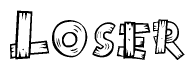 The clipart image shows the name Loser stylized to look like it is constructed out of separate wooden planks or boards, with each letter having wood grain and plank-like details.