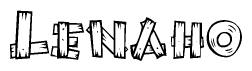 The clipart image shows the name Lenaho stylized to look as if it has been constructed out of wooden planks or logs. Each letter is designed to resemble pieces of wood.