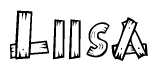 The clipart image shows the name Liisa stylized to look like it is constructed out of separate wooden planks or boards, with each letter having wood grain and plank-like details.