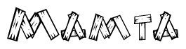 The image contains the name Mamta written in a decorative, stylized font with a hand-drawn appearance. The lines are made up of what appears to be planks of wood, which are nailed together