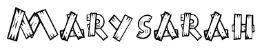 The image contains the name Marysarah written in a decorative, stylized font with a hand-drawn appearance. The lines are made up of what appears to be planks of wood, which are nailed together