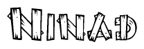 The clipart image shows the name Ninad stylized to look like it is constructed out of separate wooden planks or boards, with each letter having wood grain and plank-like details.
