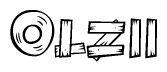 The image contains the name Olzii written in a decorative, stylized font with a hand-drawn appearance. The lines are made up of what appears to be planks of wood, which are nailed together