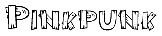 The clipart image shows the name Pinkpunk stylized to look as if it has been constructed out of wooden planks or logs. Each letter is designed to resemble pieces of wood.