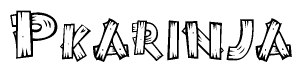 The clipart image shows the name Pkarinja stylized to look as if it has been constructed out of wooden planks or logs. Each letter is designed to resemble pieces of wood.