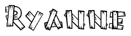 The clipart image shows the name Ryanne stylized to look as if it has been constructed out of wooden planks or logs. Each letter is designed to resemble pieces of wood.