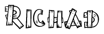 The clipart image shows the name Richad stylized to look like it is constructed out of separate wooden planks or boards, with each letter having wood grain and plank-like details.
