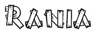 The clipart image shows the name Rania stylized to look like it is constructed out of separate wooden planks or boards, with each letter having wood grain and plank-like details.