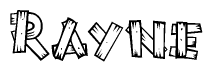 The clipart image shows the name Rayne stylized to look like it is constructed out of separate wooden planks or boards, with each letter having wood grain and plank-like details.