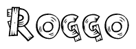 The clipart image shows the name Roggo stylized to look like it is constructed out of separate wooden planks or boards, with each letter having wood grain and plank-like details.