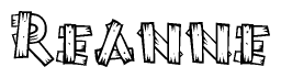 The clipart image shows the name Reanne stylized to look like it is constructed out of separate wooden planks or boards, with each letter having wood grain and plank-like details.