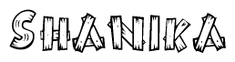 The clipart image shows the name Shanika stylized to look like it is constructed out of separate wooden planks or boards, with each letter having wood grain and plank-like details.