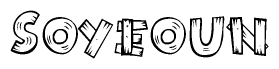 The clipart image shows the name Soyeoun stylized to look like it is constructed out of separate wooden planks or boards, with each letter having wood grain and plank-like details.