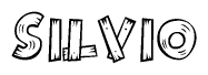 The image contains the name Silvio written in a decorative, stylized font with a hand-drawn appearance. The lines are made up of what appears to be planks of wood, which are nailed together
