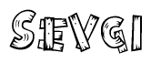 The clipart image shows the name Sevgi stylized to look like it is constructed out of separate wooden planks or boards, with each letter having wood grain and plank-like details.