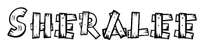 The clipart image shows the name Sheralee stylized to look as if it has been constructed out of wooden planks or logs. Each letter is designed to resemble pieces of wood.