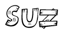 The clipart image shows the name Suz stylized to look like it is constructed out of separate wooden planks or boards, with each letter having wood grain and plank-like details.