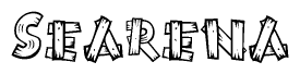 The clipart image shows the name Searena stylized to look like it is constructed out of separate wooden planks or boards, with each letter having wood grain and plank-like details.