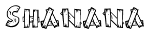 The clipart image shows the name Shanana stylized to look like it is constructed out of separate wooden planks or boards, with each letter having wood grain and plank-like details.