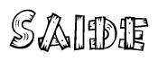 The image contains the name Saide written in a decorative, stylized font with a hand-drawn appearance. The lines are made up of what appears to be planks of wood, which are nailed together