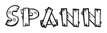The clipart image shows the name Spann stylized to look as if it has been constructed out of wooden planks or logs. Each letter is designed to resemble pieces of wood.