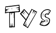 The clipart image shows the name Tys stylized to look like it is constructed out of separate wooden planks or boards, with each letter having wood grain and plank-like details.