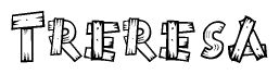 The image contains the name Treresa written in a decorative, stylized font with a hand-drawn appearance. The lines are made up of what appears to be planks of wood, which are nailed together