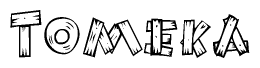 The clipart image shows the name Tomeka stylized to look like it is constructed out of separate wooden planks or boards, with each letter having wood grain and plank-like details.