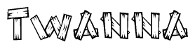 The clipart image shows the name Twanna stylized to look like it is constructed out of separate wooden planks or boards, with each letter having wood grain and plank-like details.