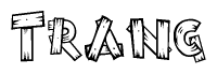 The clipart image shows the name Trang stylized to look like it is constructed out of separate wooden planks or boards, with each letter having wood grain and plank-like details.