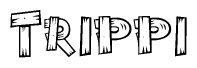The image contains the name Trippi written in a decorative, stylized font with a hand-drawn appearance. The lines are made up of what appears to be planks of wood, which are nailed together