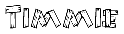 The image contains the name Timmie written in a decorative, stylized font with a hand-drawn appearance. The lines are made up of what appears to be planks of wood, which are nailed together