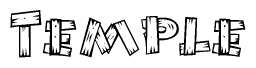 The clipart image shows the name Temple stylized to look like it is constructed out of separate wooden planks or boards, with each letter having wood grain and plank-like details.