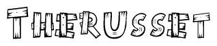 The clipart image shows the name Therusset stylized to look like it is constructed out of separate wooden planks or boards, with each letter having wood grain and plank-like details.