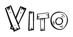 The clipart image shows the name Vito stylized to look as if it has been constructed out of wooden planks or logs. Each letter is designed to resemble pieces of wood.