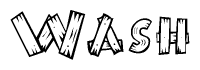 The clipart image shows the name Wash stylized to look as if it has been constructed out of wooden planks or logs. Each letter is designed to resemble pieces of wood.