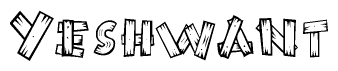 The clipart image shows the name Yeshwant stylized to look as if it has been constructed out of wooden planks or logs. Each letter is designed to resemble pieces of wood.