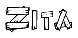 The clipart image shows the name Zita stylized to look like it is constructed out of separate wooden planks or boards, with each letter having wood grain and plank-like details.