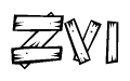 The clipart image shows the name Zvi stylized to look like it is constructed out of separate wooden planks or boards, with each letter having wood grain and plank-like details.