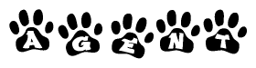 The image shows a row of animal paw prints, each containing a letter. The letters spell out the word Agent within the paw prints.