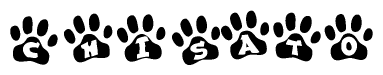 The image shows a series of animal paw prints arranged horizontally. Within each paw print, there's a letter; together they spell Chisato