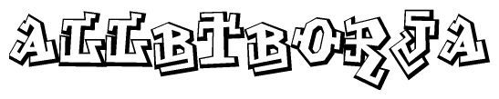 The clipart image features a stylized text in a graffiti font that reads Allbtborja.