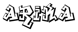 The clipart image depicts the word Arika in a style reminiscent of graffiti. The letters are drawn in a bold, block-like script with sharp angles and a three-dimensional appearance.