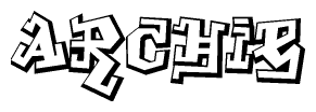 The clipart image depicts the word Archie in a style reminiscent of graffiti. The letters are drawn in a bold, block-like script with sharp angles and a three-dimensional appearance.