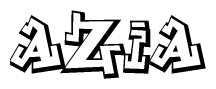 The clipart image features a stylized text in a graffiti font that reads Azia.
